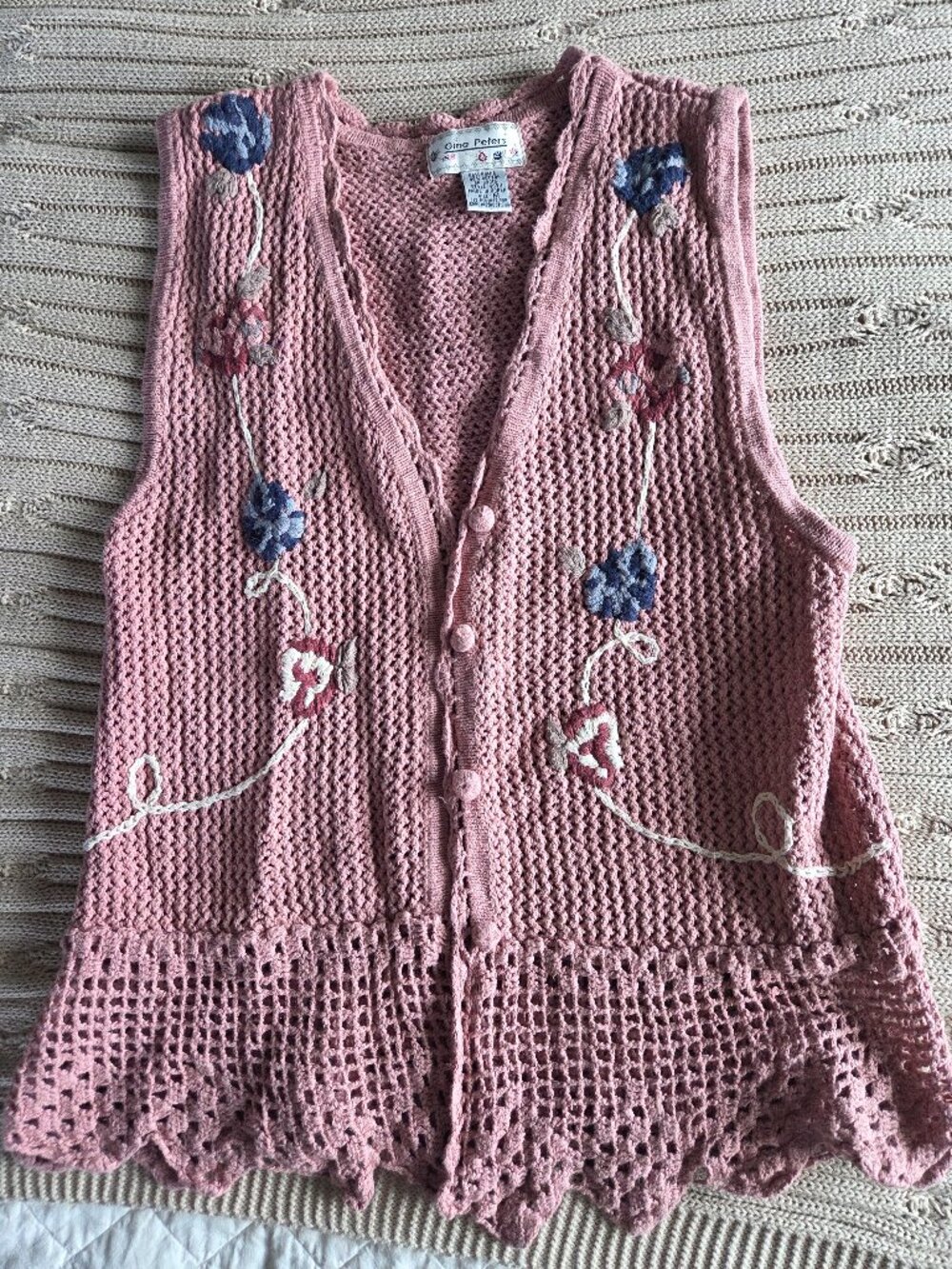 Vintage Crochet Flower Vest